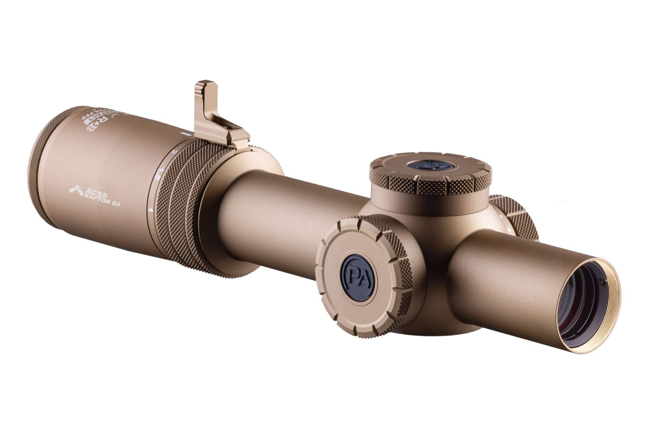 Primary Arms Compact PLxC 1-8x24 FFP RDB Rifle Scope - ACSS Raptor 5.56/.308 Yard G2 Reticle - FDE - Image 2