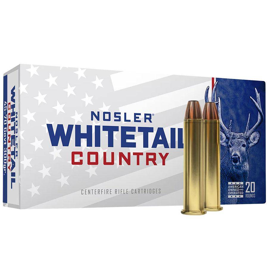 Nosler Whitetail Country Rifle Ammunition 45-70 Govt 300gr LFN 1950 fps 20/ct - Image 3