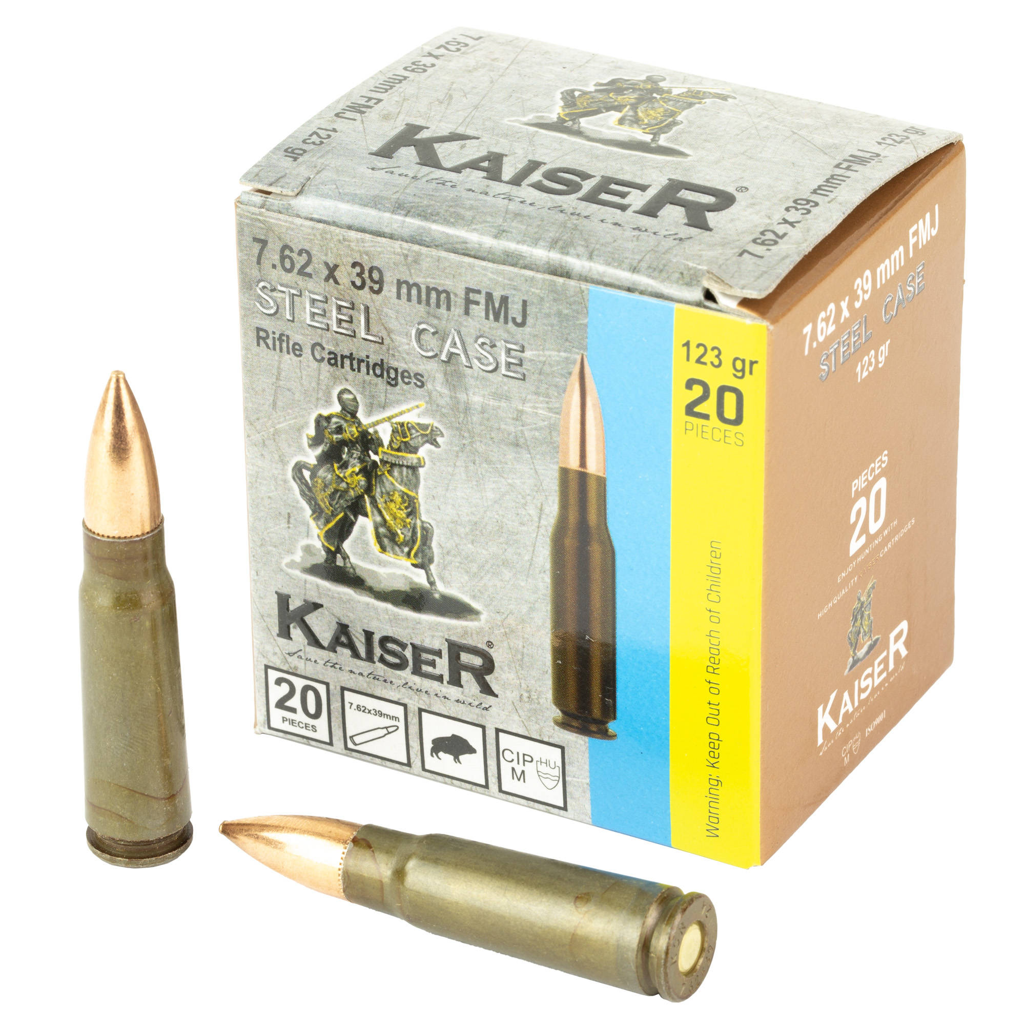 Century Arms AM8313 Kaiser Rifle Ammunition 7.62x39 123gr FMJ 20/ct - Image 2
