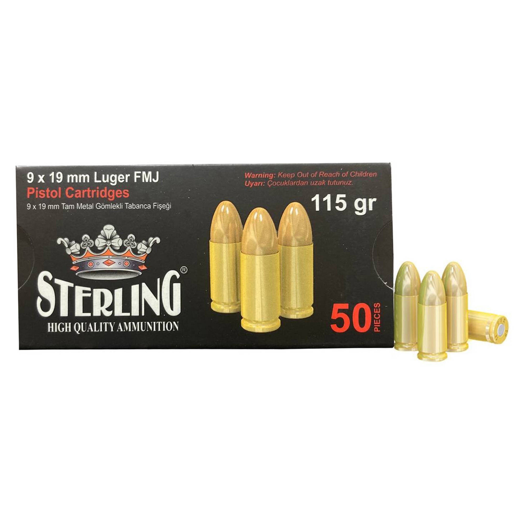 STERLING 9MM 115GR FMJ BRASS 50/1500