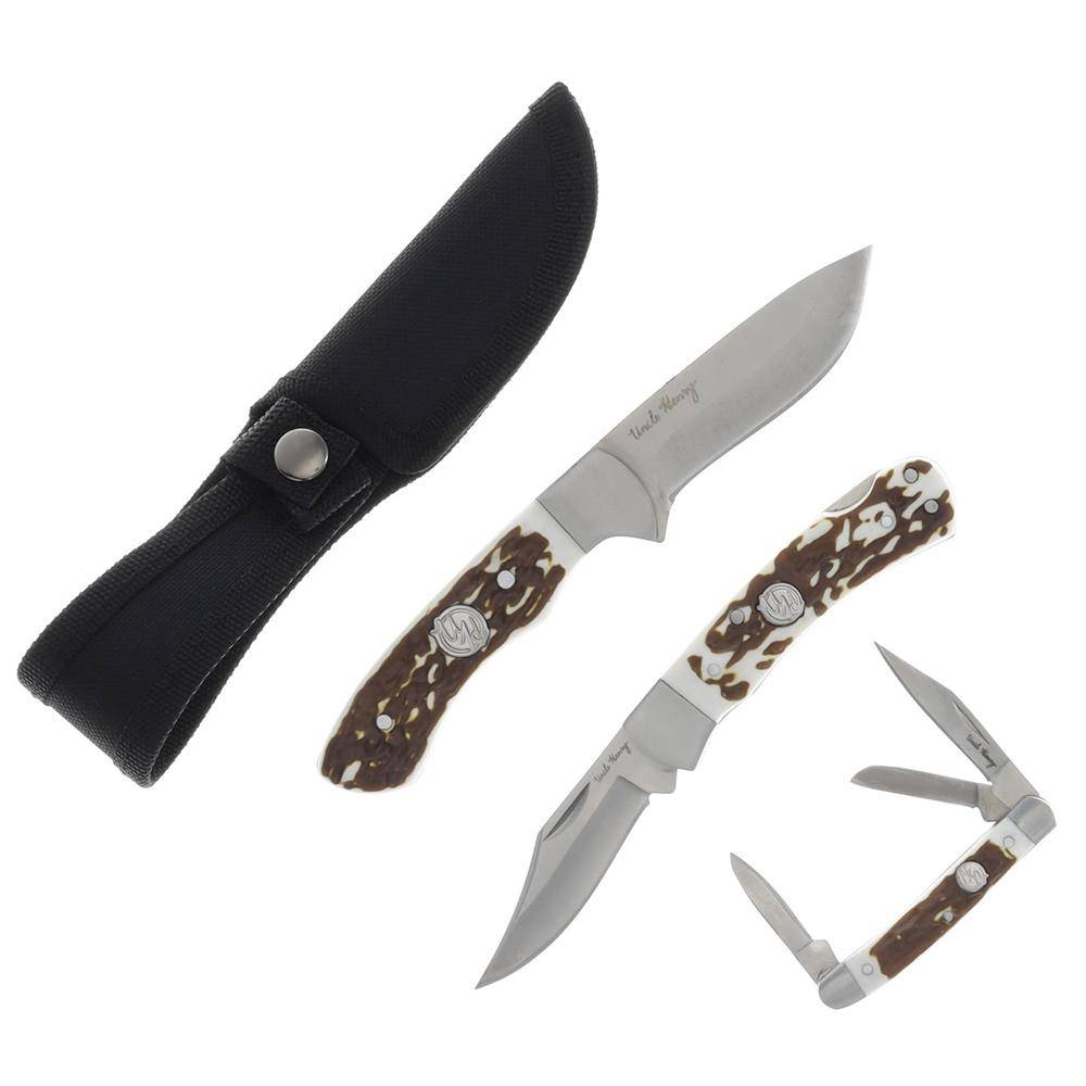 Uncle Henry Knife Combo with Tin 1 Fixed Knife 2 Folding Knives - Image 2