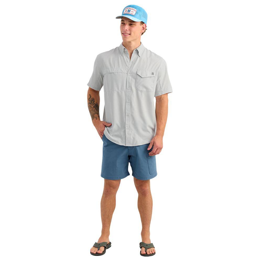 Huk Tide Point Short Sleeve Button Down Shirt Seagull L - Image 3