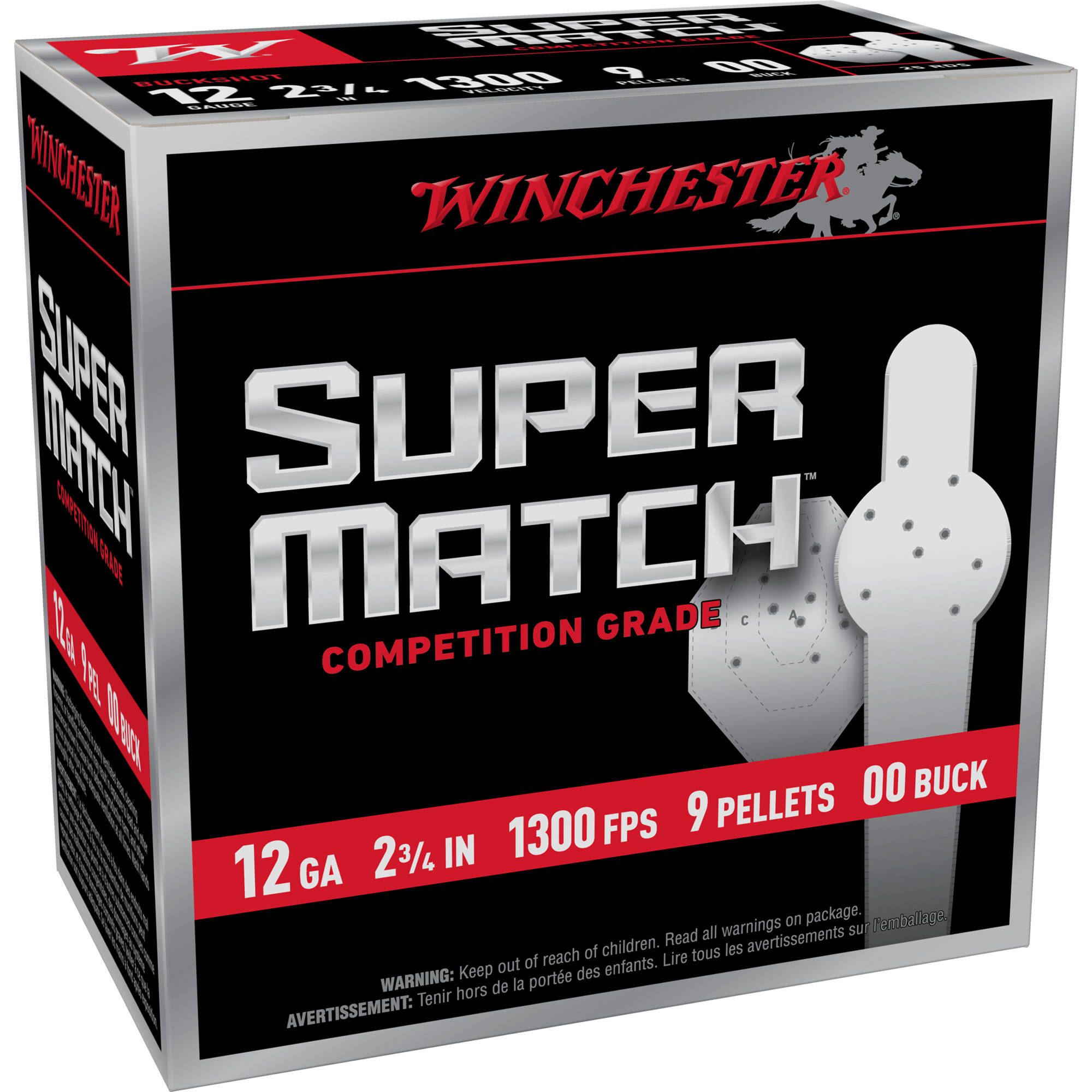 Winchester Super Match Shotshells 12ga 2-3/4" 9Plts 1300 fps #00 25ct - Image 3