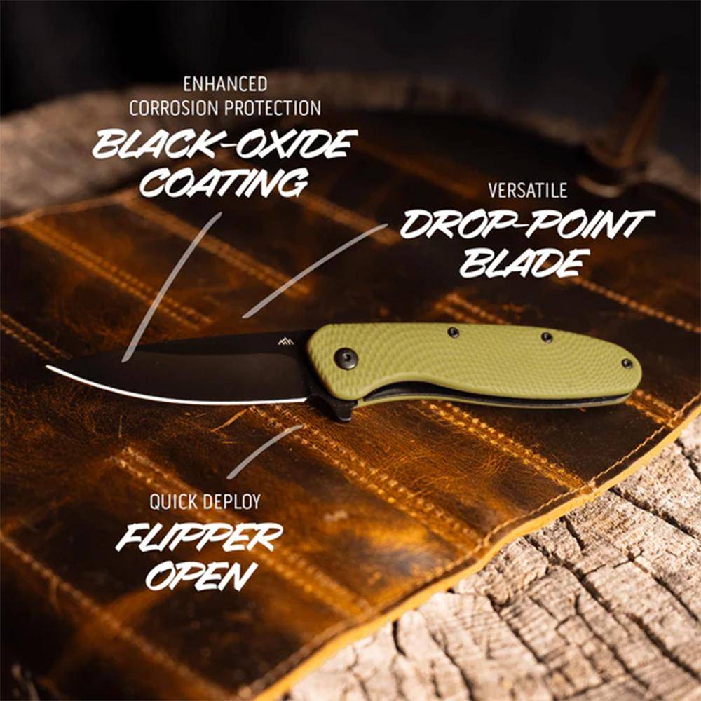 Outdoor Edge Viddux Folding Knife 3-1/8" Drop Point Blade Green - Image 2