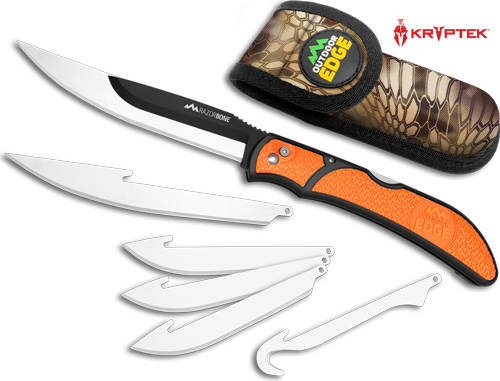 Outdoor Edge Razorbone Replaceable Blade Folding Knife 5" Drop Point Blade Orange - Image 8