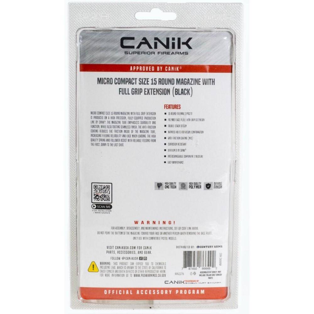 Canik Mete MC9 Handgun Magazine with Full Grip Extension Black 9mm Luger 15/rd - Image 2