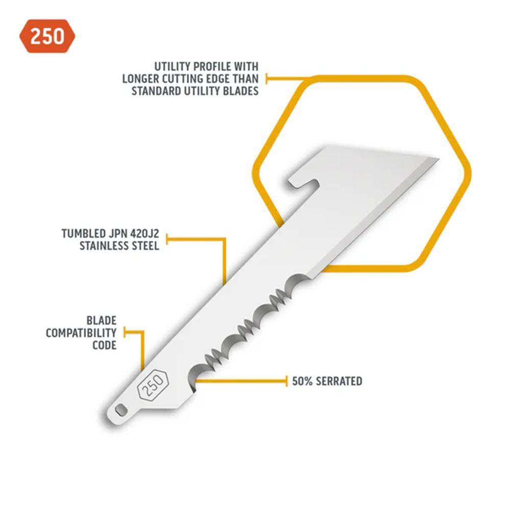 Outdoor Edge 2-1/2" Utility Blade Pack Half Serration Stainless 6/ct - Image 2