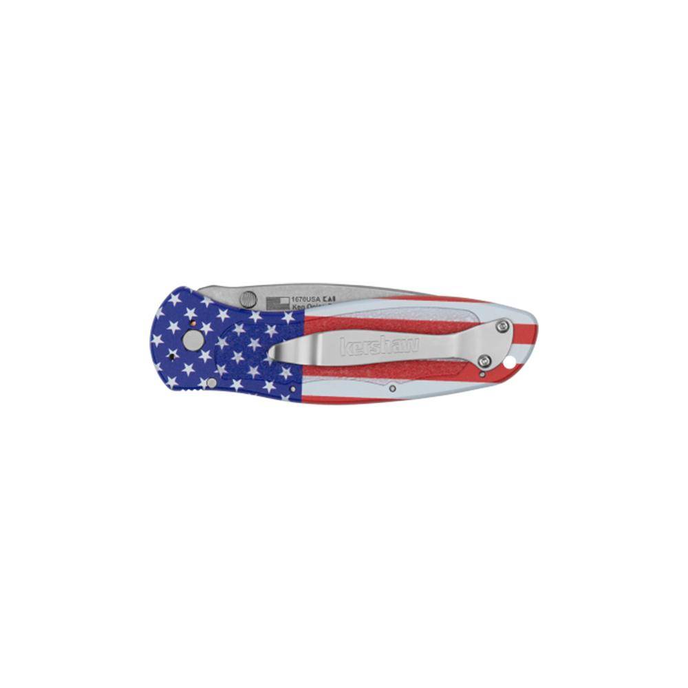 Kershaw Blur Folding Knife 3-2/5" Drop Point Blade USA Flag - Image 3