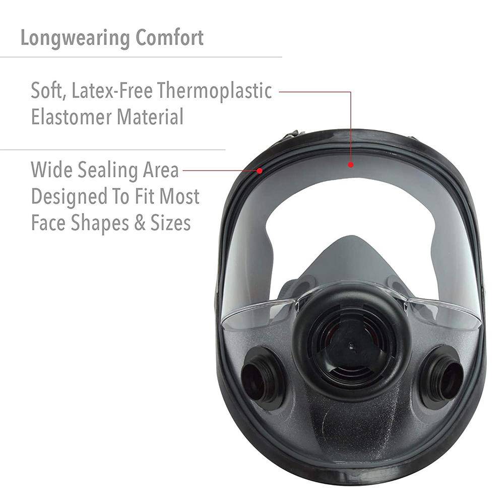 Honeywell North 5400 Series Full Face Respirator Mask with Dual Cartridge Connectors for N Series Filters M/L - Image 4