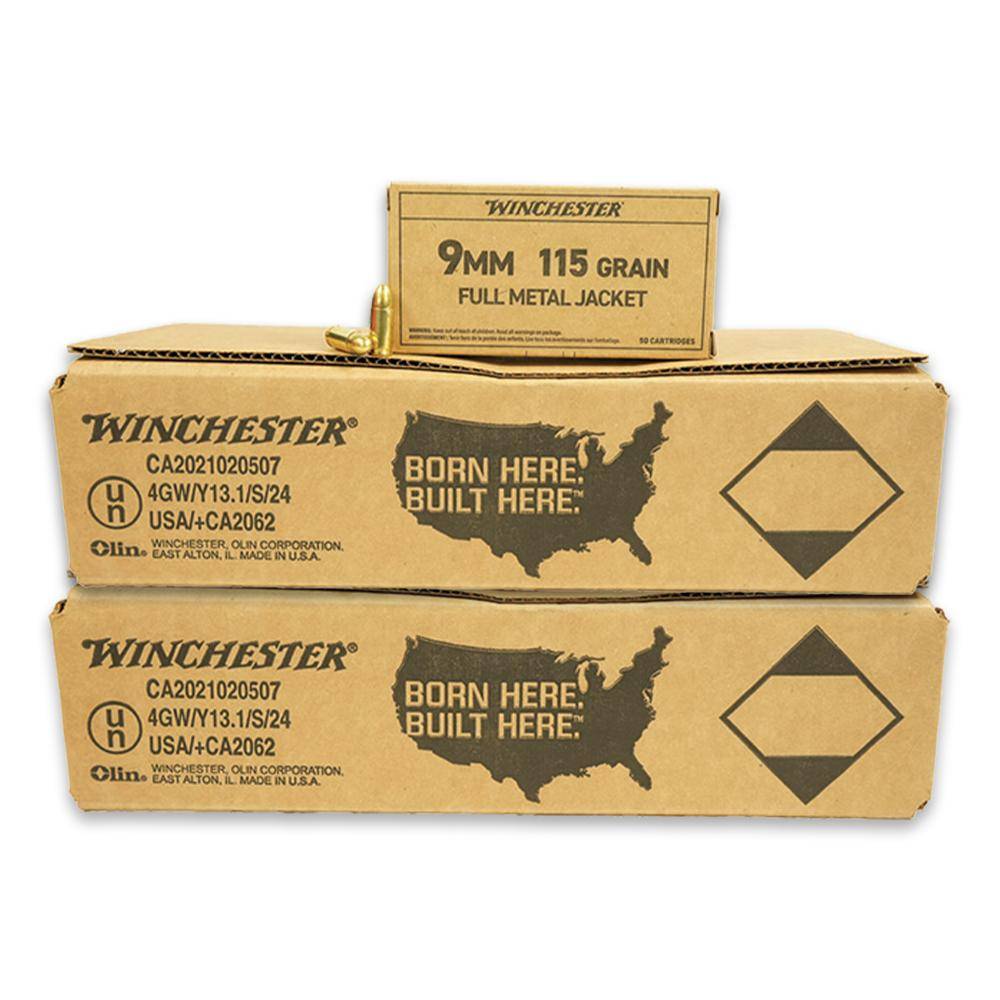 Winchester Service Grade Handgun Ammunition 9mm Luger 115 gr. FMJ 1300 fps 1000/ct (20-50/ct)
