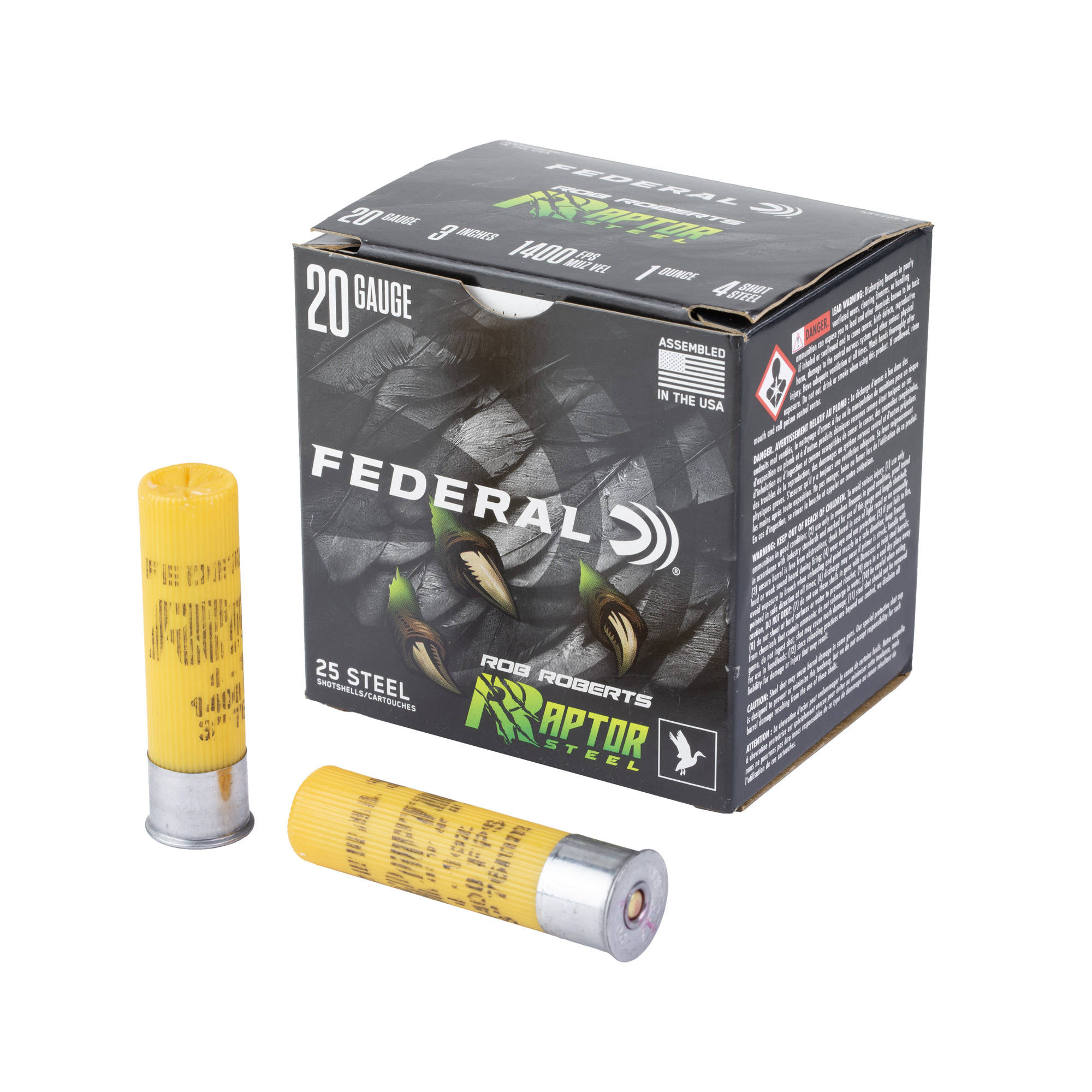 Federal Ron Roberts Raptor Steel Shotshells 20ga 3" 1oz 1400 fps #4 25/ct - Image 2