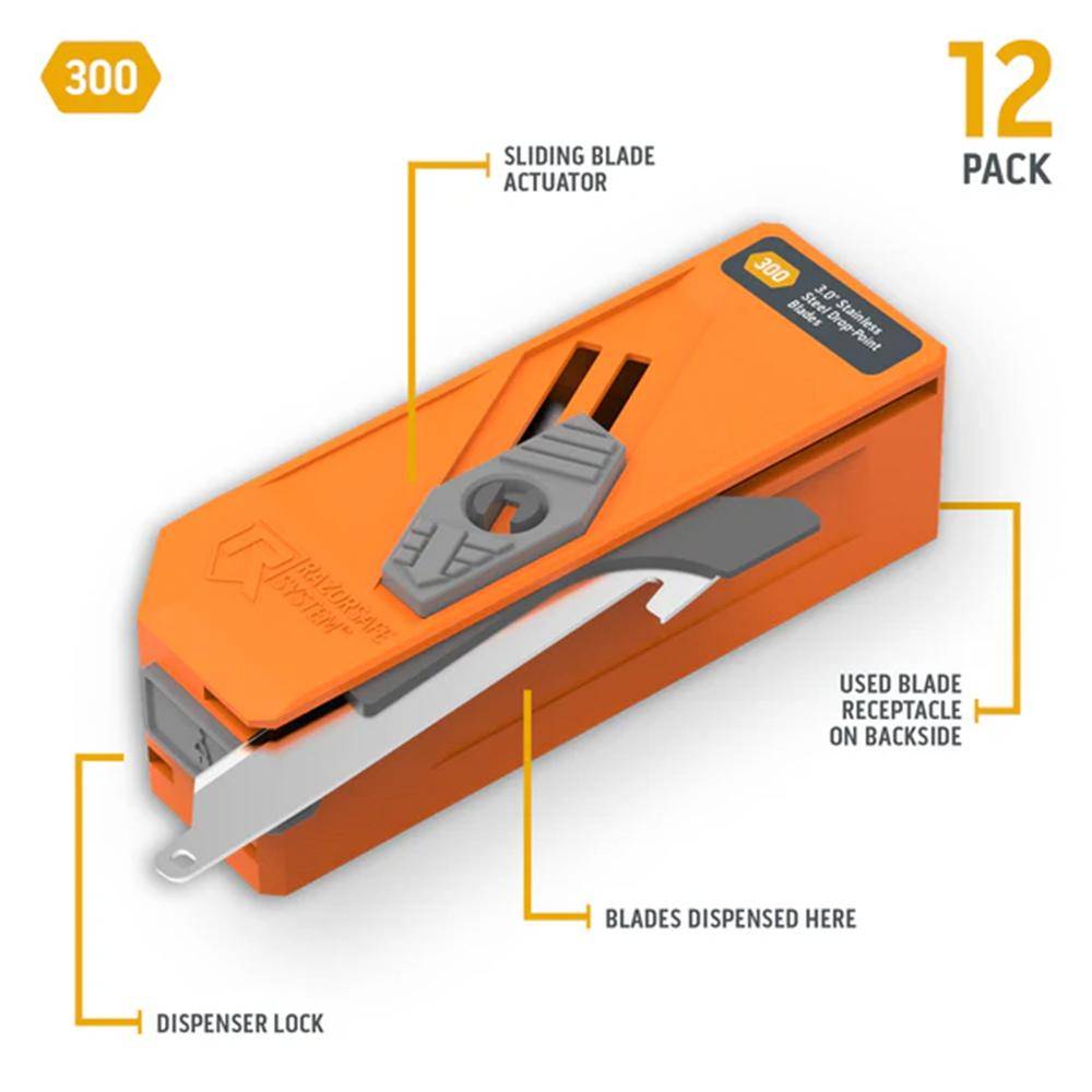 Outdoor Edge 3.0" Drop-Point Blade Dispenser Stainless 12 Blades - Image 2