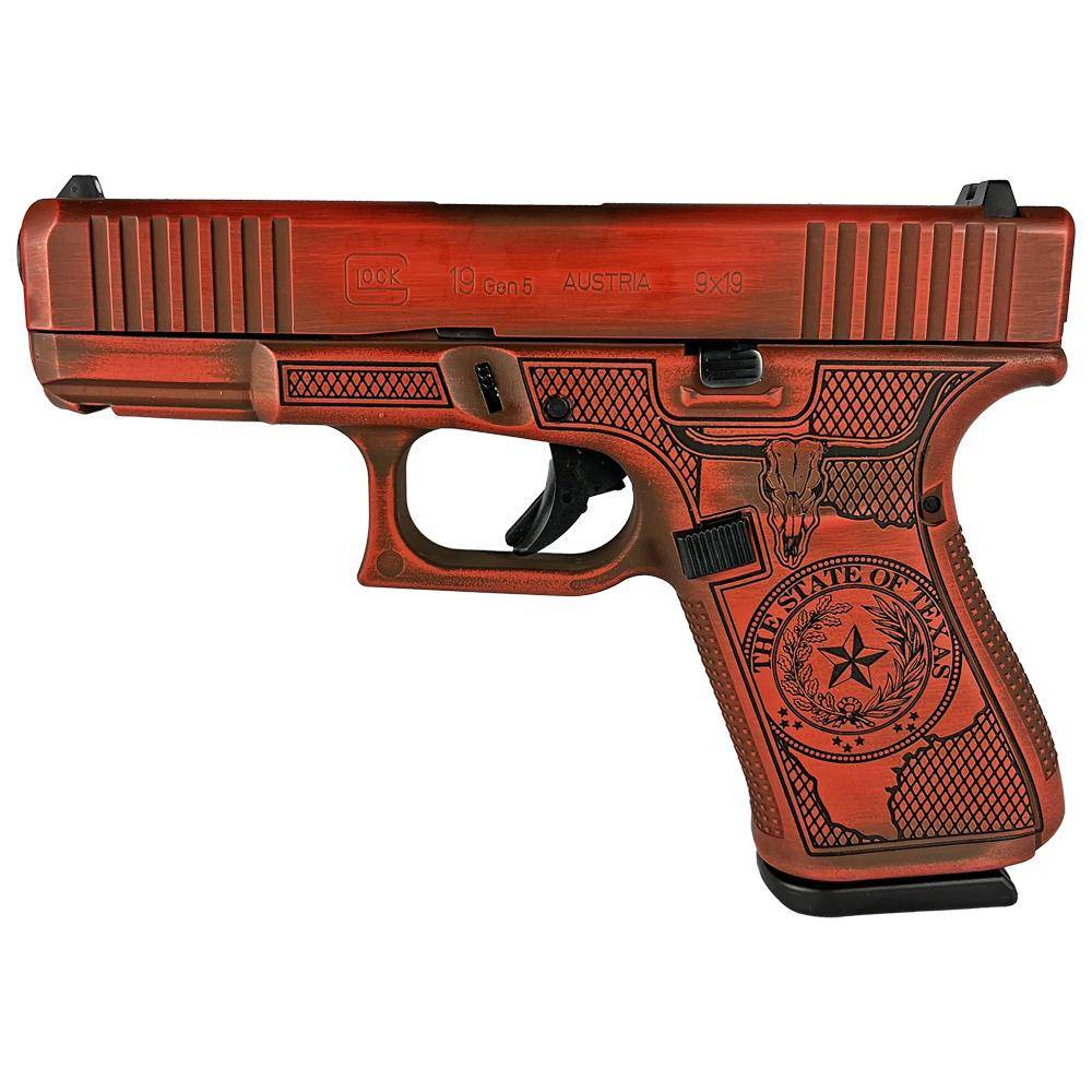 Glock 19 Gen 5 Custom "Texas Orange" Handgun 9mm Luger 15rd Magazines (3) 4.02" Barrel Austria - Image 2