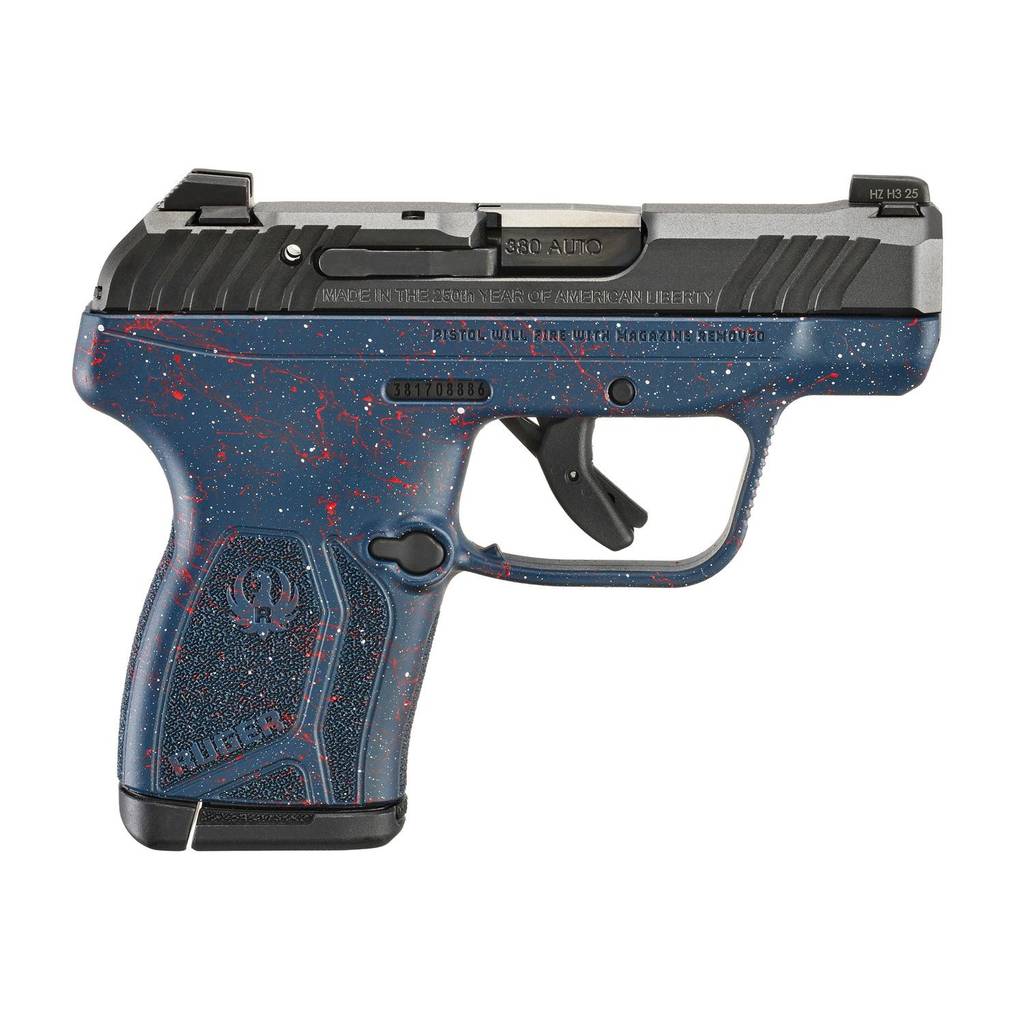 Ruger 250th Anniversary LCP Max Handgun .380 Auto 10rd Magazine 2.8" Barrel Tritium Front Sight Liberty Blue w/Splatter Grip