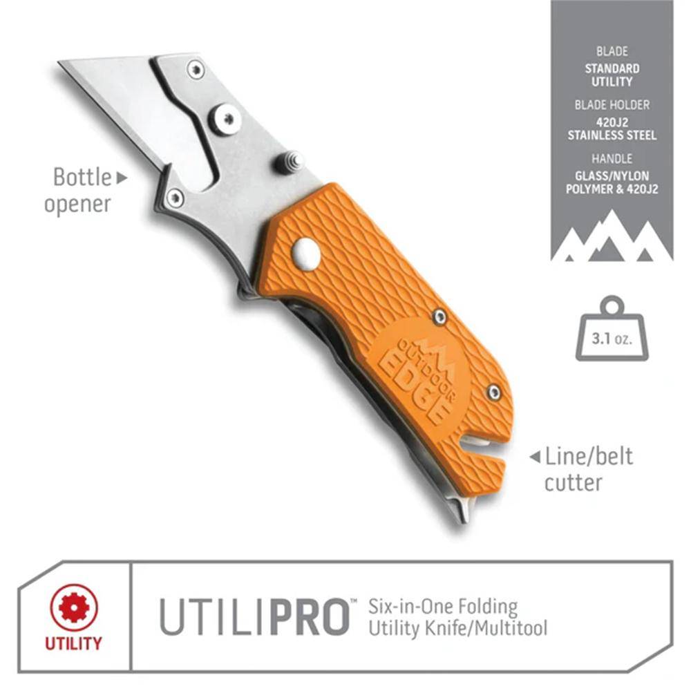 Outdoor Edge UtiliPro Folding Utility Knife & Multi Tool Orange - Image 2