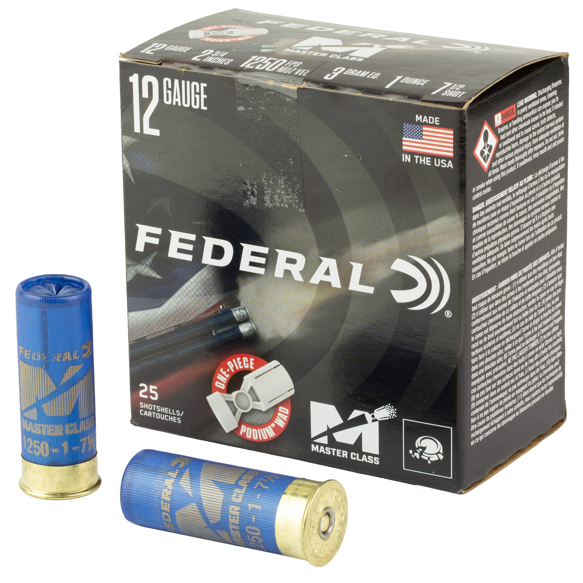 Federal Master Class Shotshells 12ga 2-3/4" 1oz 1250fps #7.5 25/ct - Image 2