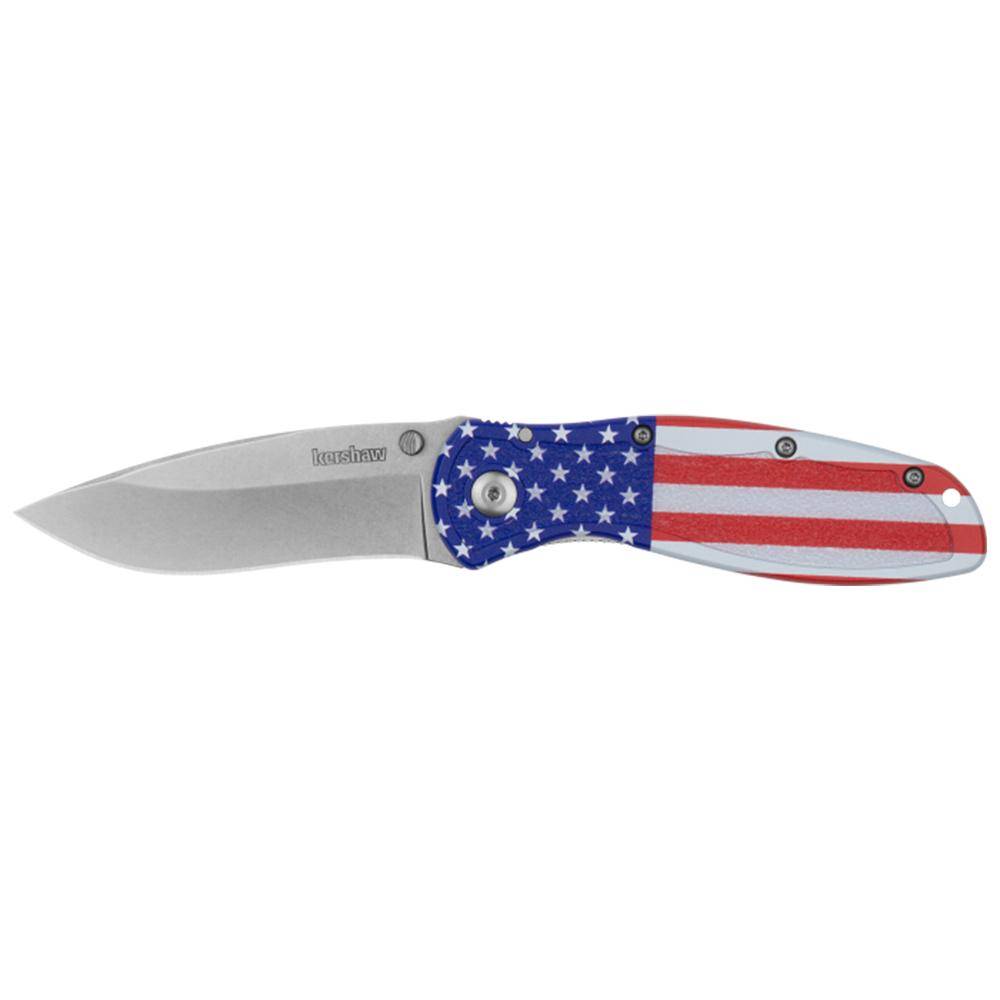 Kershaw Blur Folding Knife 3-2/5" Drop Point Blade USA Flag - Image 2