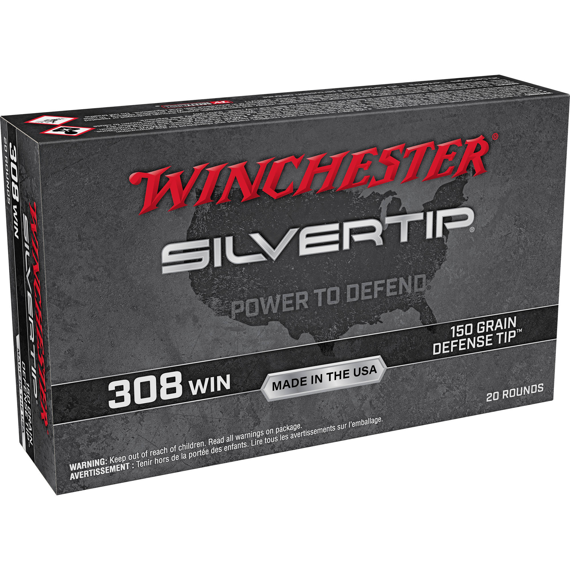 Winchester Silvertip Defender Rifle Ammunition .308 Win 150 gr. Defense Tip 2620 fps 20/ct - Image 2