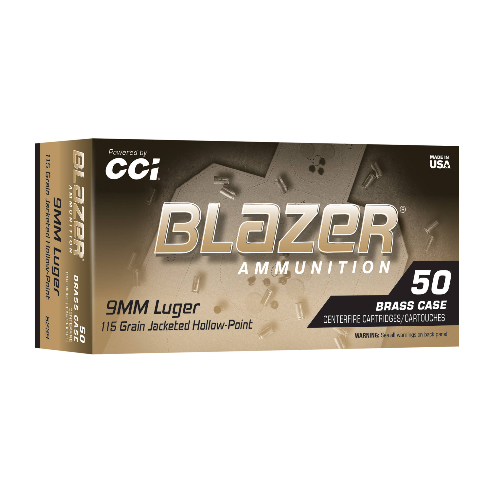 CCI Blazer Brass Handgun Ammunition 9mm Luger 115gr JHP 1145 fps 50/ct - Image 2
