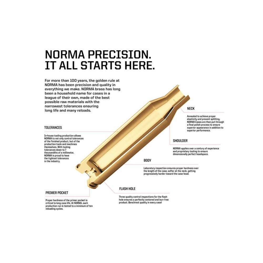 Norma Premium Reloading Brass 270 Wby 50/rd - Image 2