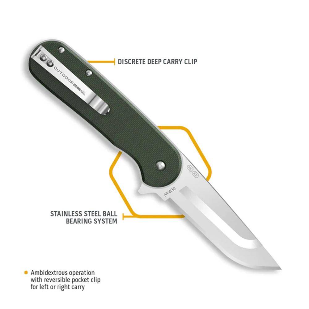 Outdoor Edge Razor VX3 Replaceable Blade Folding Knife 3" Drop Point Blade Green - Image 2