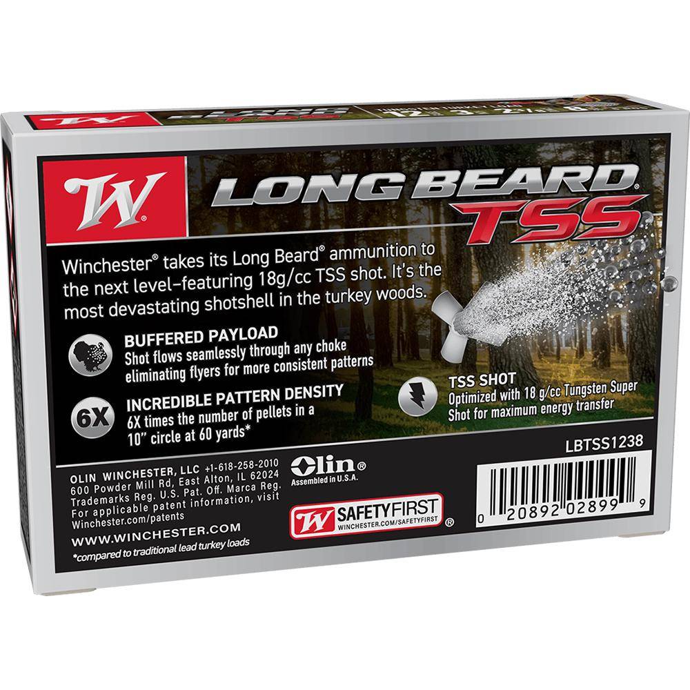Winchester Long Beard TSS Shotshells 12ga 3" 2-3/8oz 1100 fps #8 5/ct - Image 2