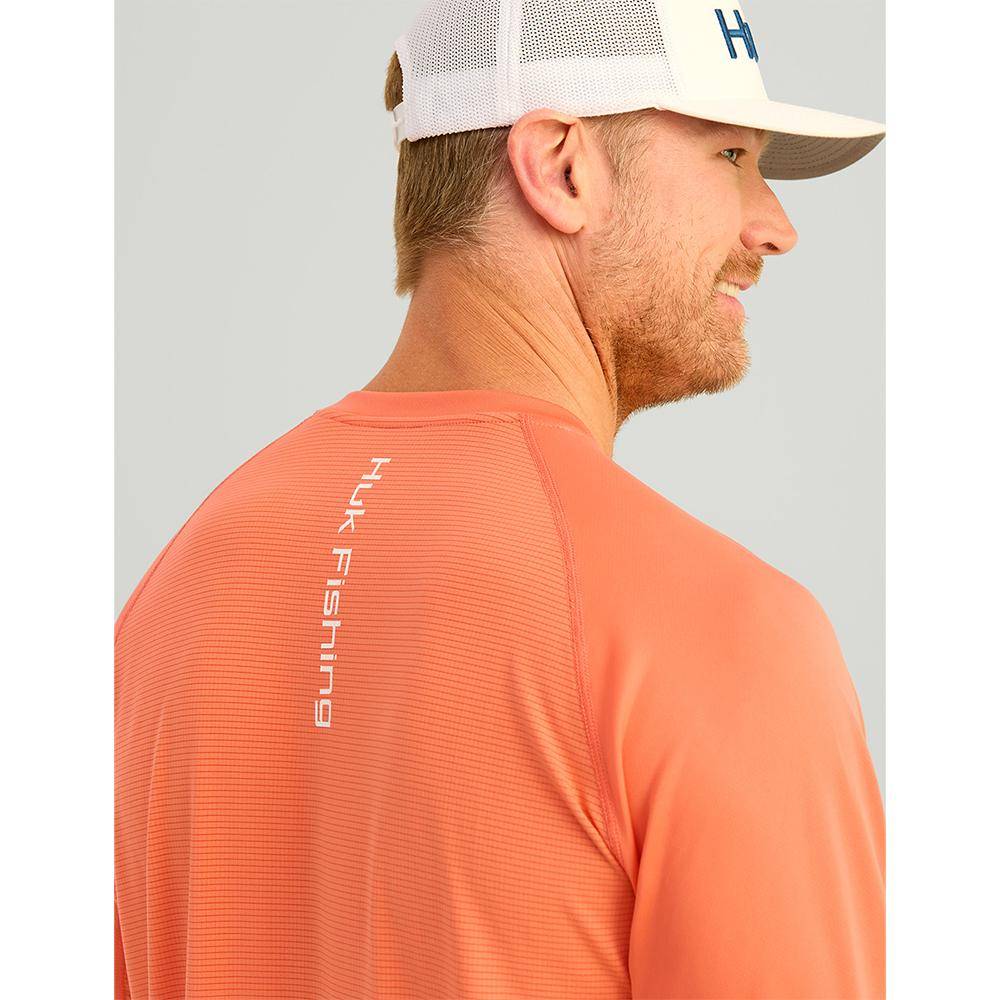 Huk Icon Crew Long Sleeve Shirt Fresh Salmon XL - Image 4