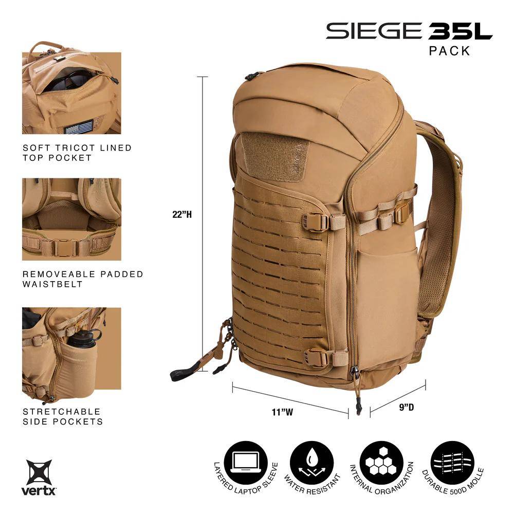 VertX Siege 35L Tactical Backpack Wolf Grey - Image 5