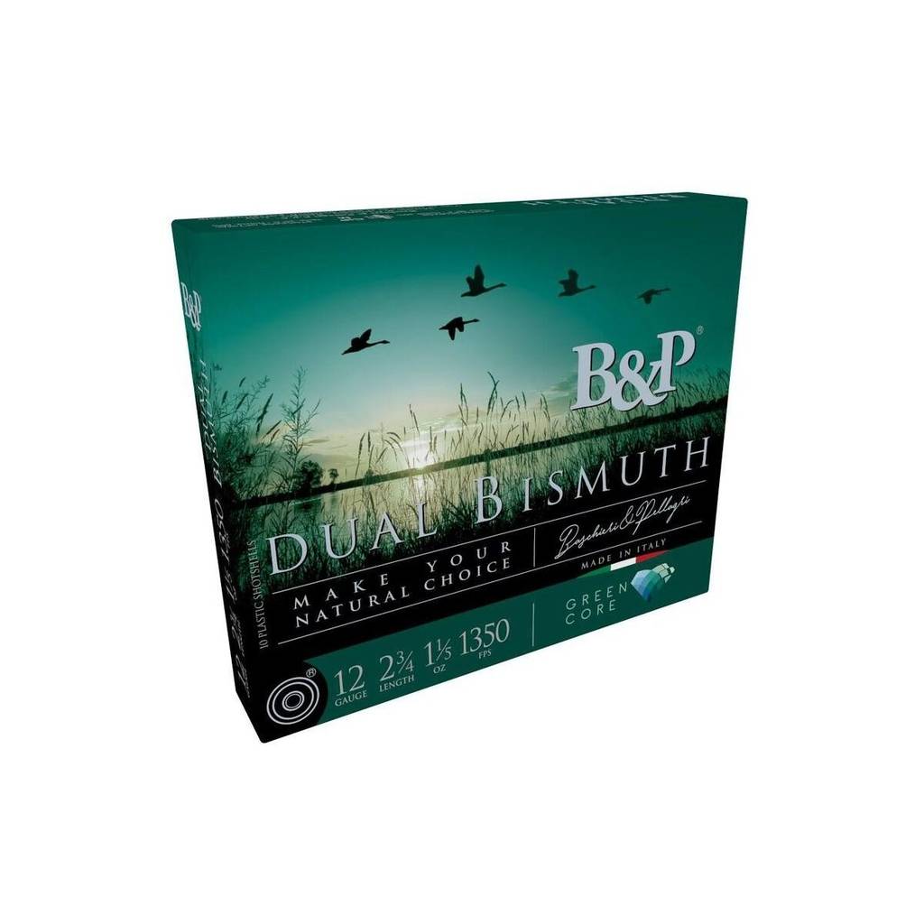 B&P Dual Bismuth Shotshells 12ga 2-3/4'' 1-1/5oz  #4 & #3 1350 fps 10/ct