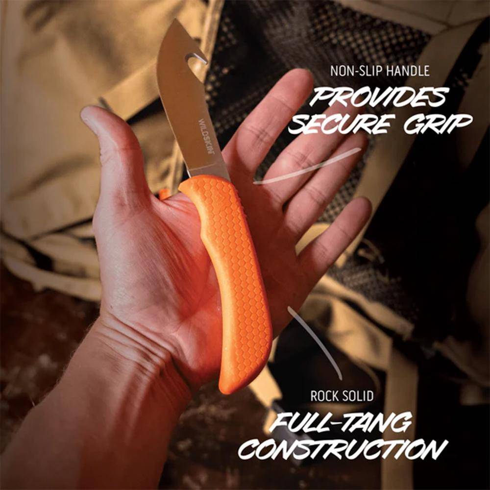 Outdoor Edge Wildskin Fixed Knife 4" Guthook Blade Orange - Image 3