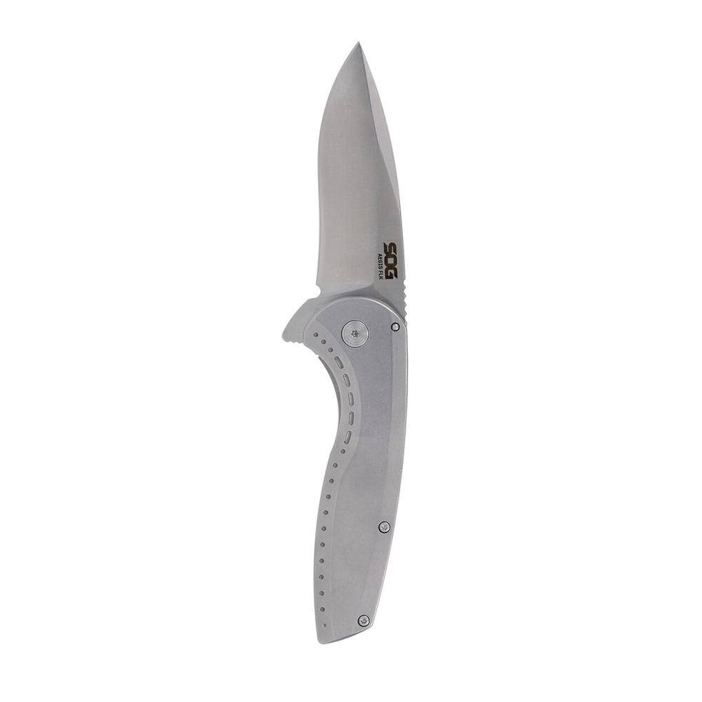 SOG Knives Aegis FLK 2.0 Folding Knife 3-1/4" Drop Point Blade Silver