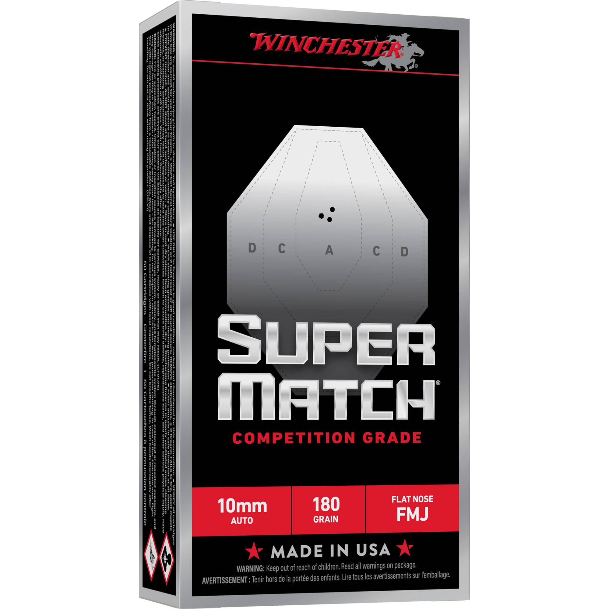Winchester Super Match Handgun Ammunition 10mm AUTO 180gr FMJ 50/ct - Image 2