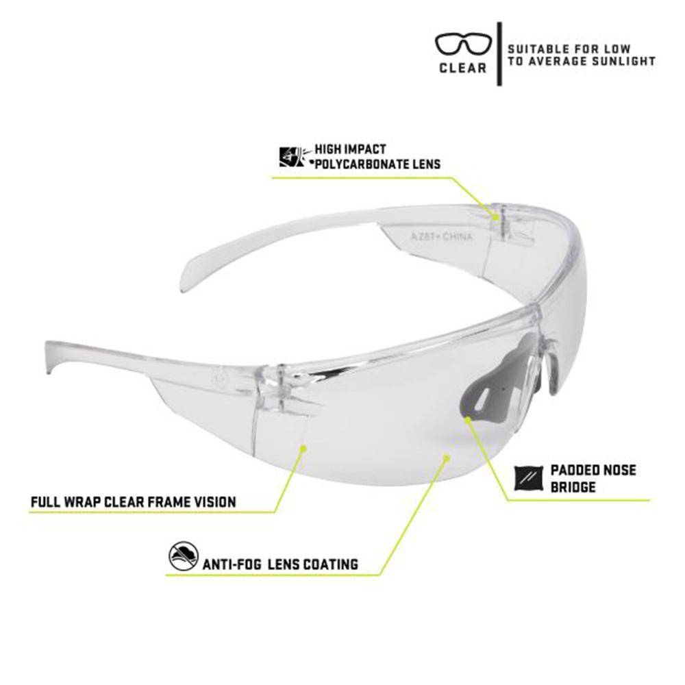 Allen ULTRX Protector Safety Glasses Clear with Clear Lenses Bulk - Image 3
