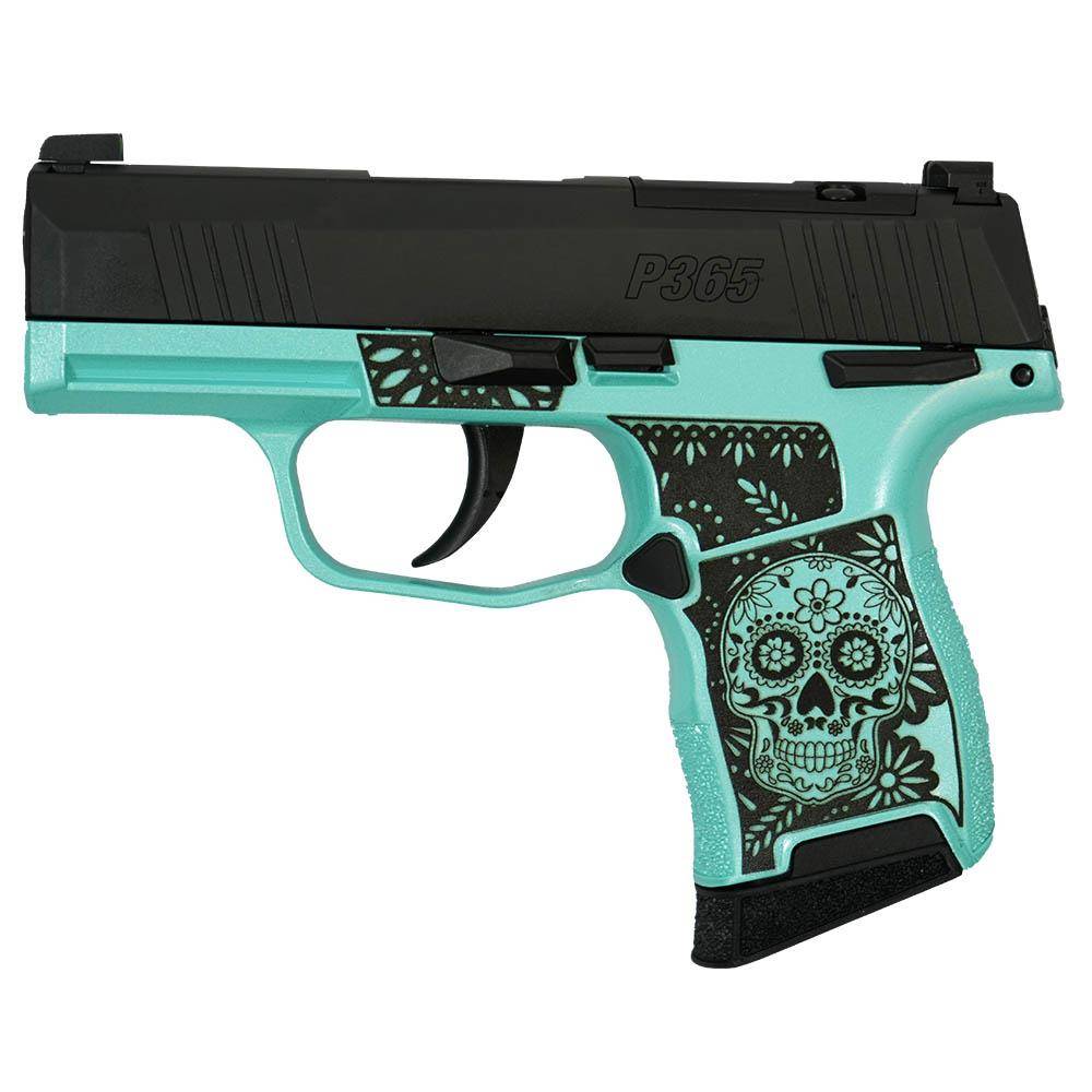 Sig Sauer "Sugar Skull Robin's Egg Blue Glitter" P365 Optic Ready Handgun 9mm Luger 10rd Magazines(2) 3.1" Barrel X-RAY 3 Sights Manual Safety - Image 2