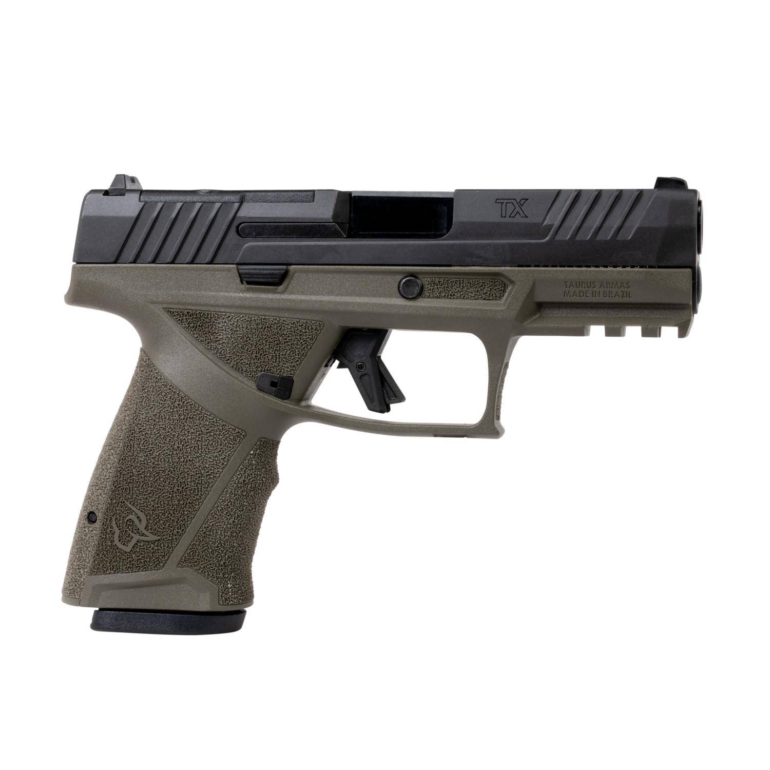 Taurus TX9 Compact Handgun 9mm Luger 15rd Magazines(2) 4" Barrel ODG Grip Black Slide