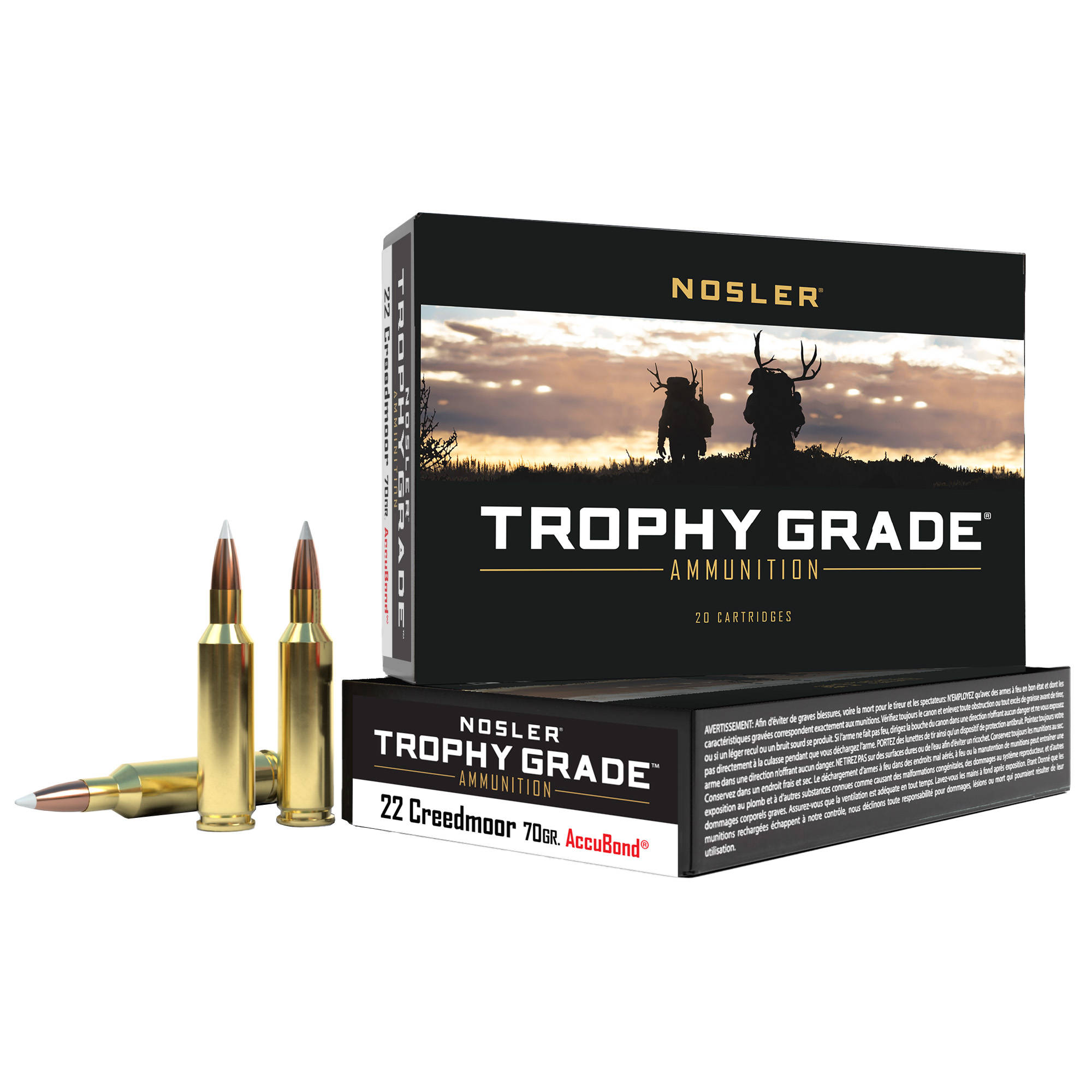 Nosler Accubond Trophy Grade Ammunition Rifle Ammunition 22 Creedmoor 70gr PP 3350 fps 20/ct - Image 3
