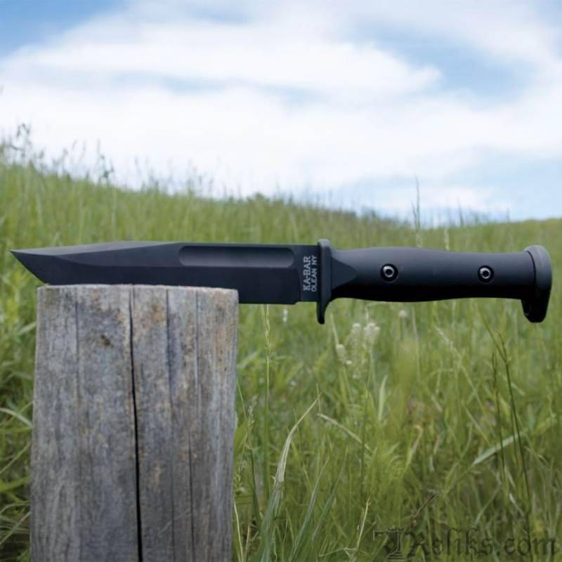 KA-BAR Slabby Fixed Blade Knife 6-9/10? 1095 Cro-Van Nylon Handle Black - Image 2
