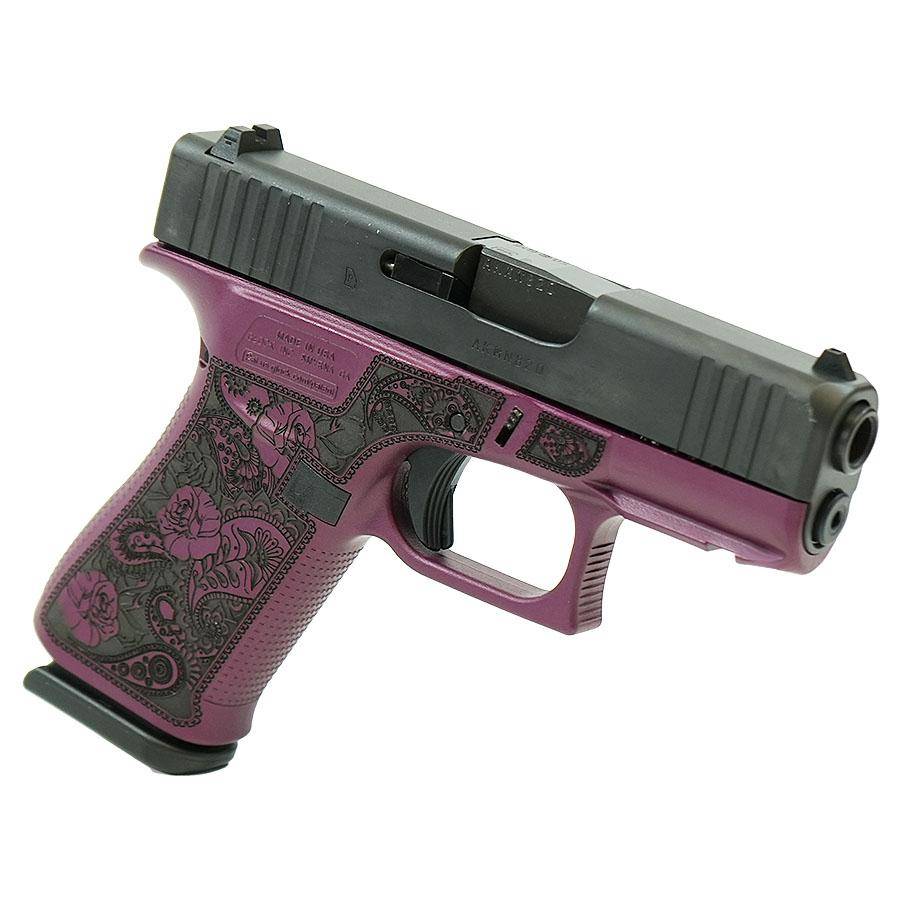 Glock 43X "Paisley Grip" Black Cherry Handgun 9mm Luger 10rd Magazines(2) 3.4" Barrel Accessory Rail USA Made - Image 2