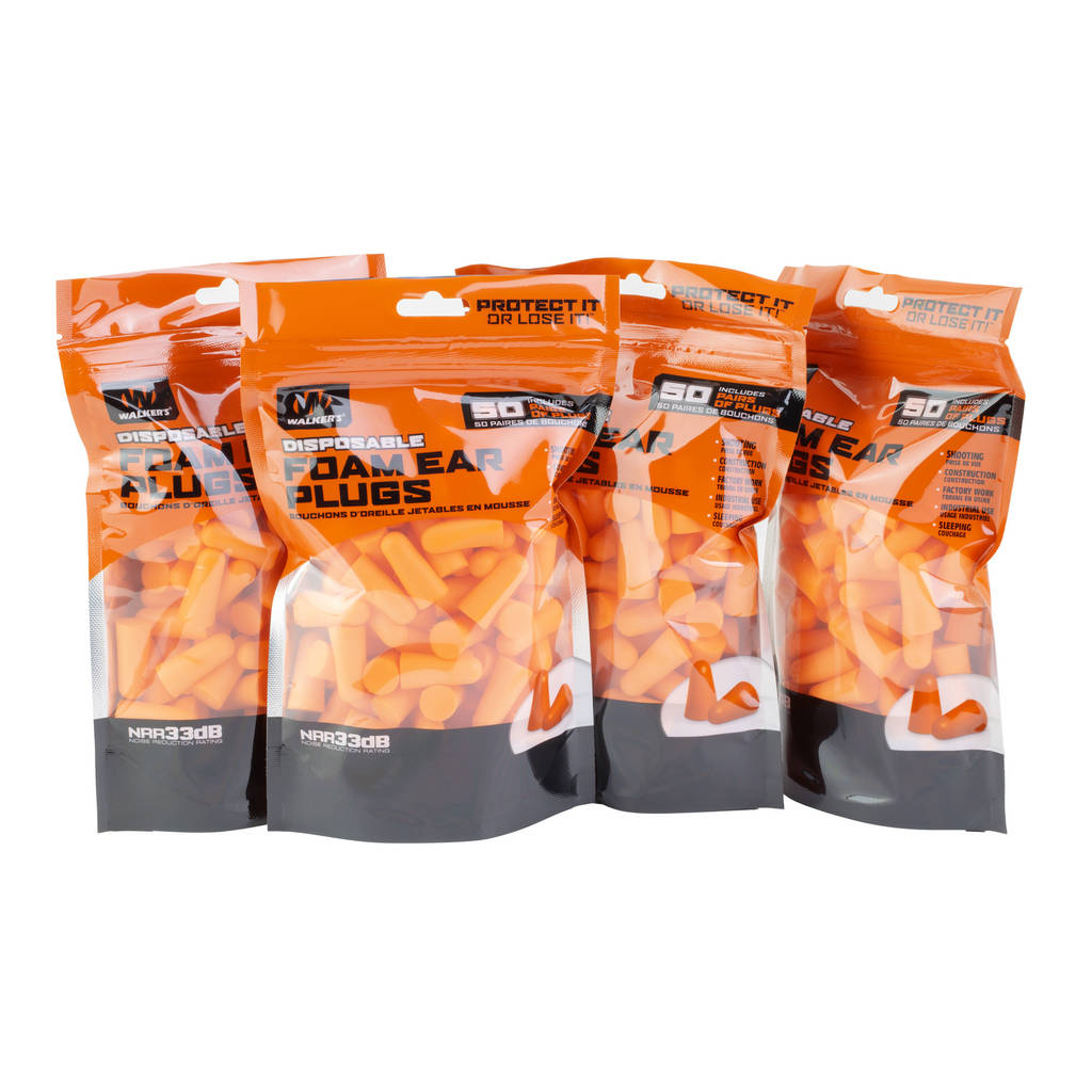 WALKER'S FOAM EAR PLUGS 200PK ORG