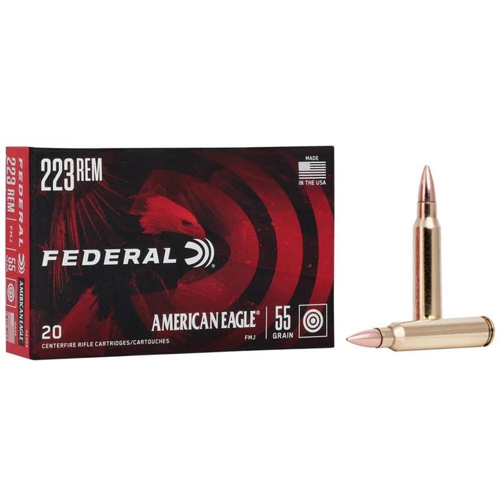 Federal Ammo American Eagle Rifle Ammunition .223 Rem 55 gr FMJ 3240 fps 500/rd Case - Image 2