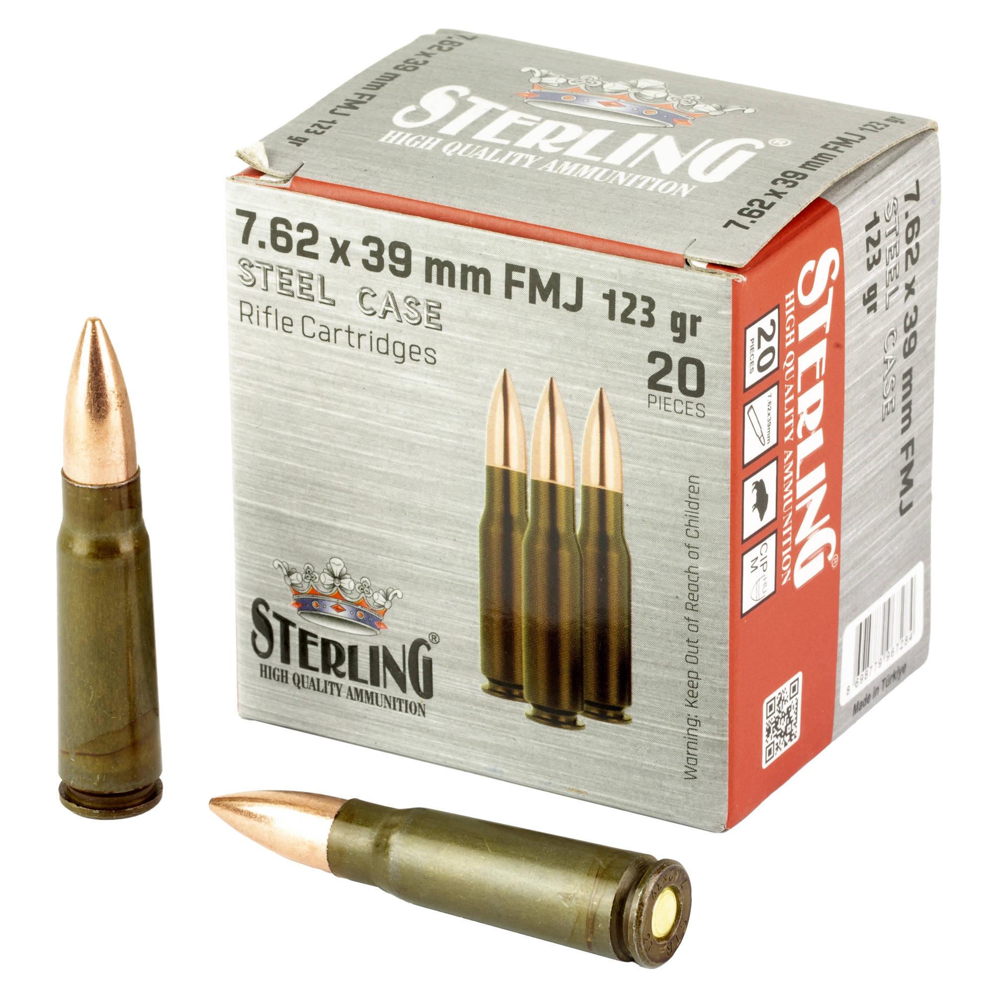 Global Ordnance Sterling Steel Case Rifle Ammunition 7.62x39mm 123gr FMJ 2362 fps 20/ct - Image 2