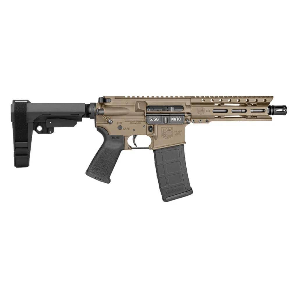 Diamondback DB15 Pistol 5.56mm 30rd Magazine(1) 7" Barrel 6" M-LOK Rail SBA3 Brace FDE