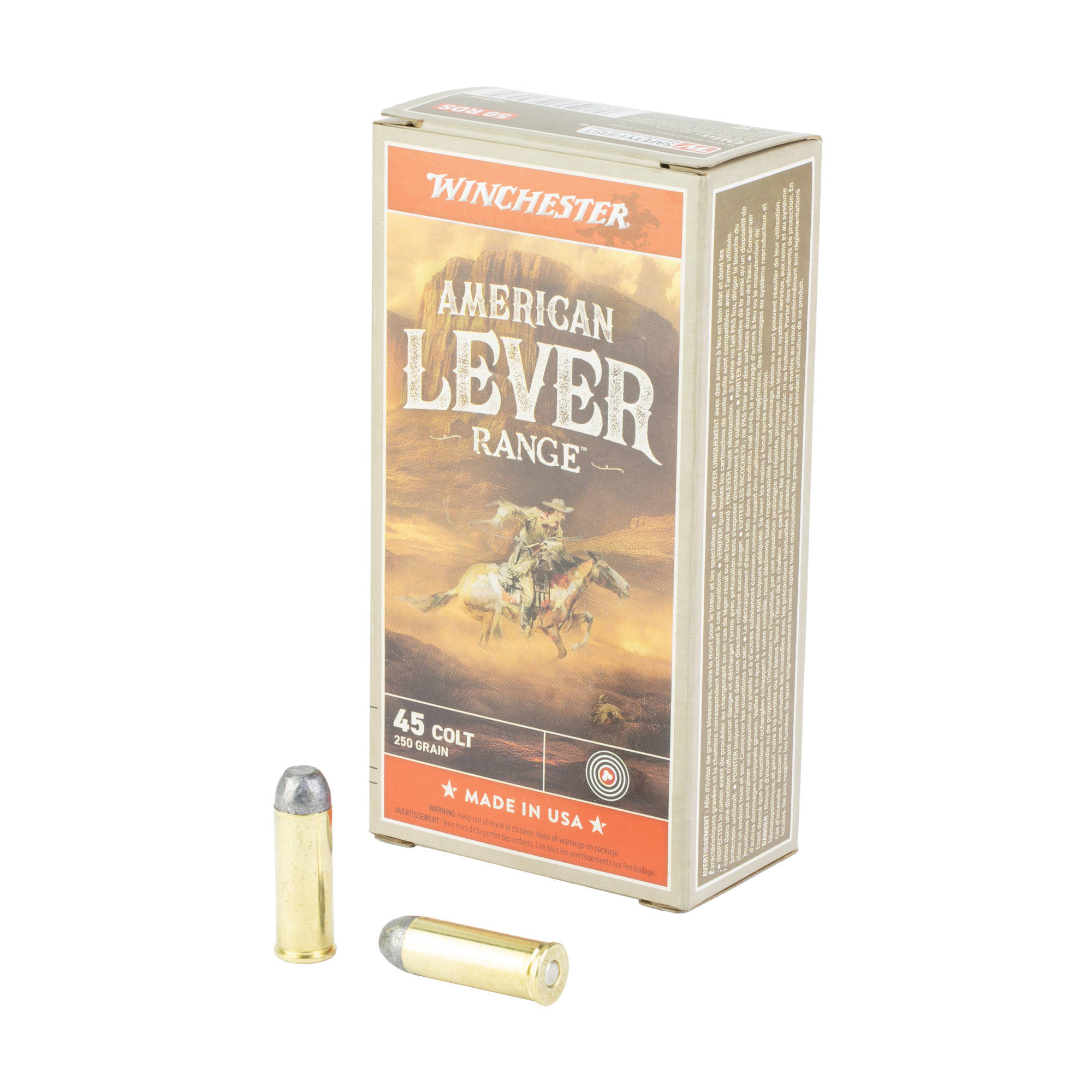 Winchester American Lever Range Ammunition .45 Colt 250gr LFN 900 fps 50/ct - Image 3