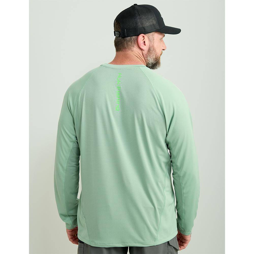 Huk Icon Crew Long Sleeve Shirt Fog Green M - Image 2