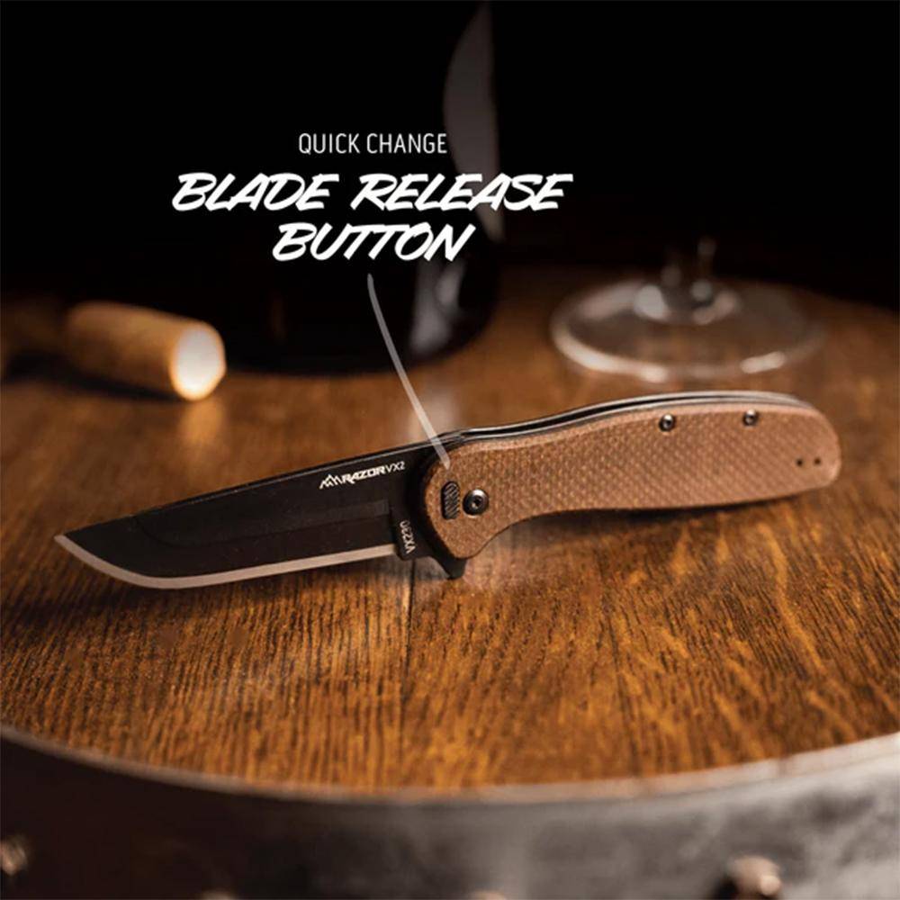 Outdoor Edge Razor VX2 Replaceable Blade Folding Knife 3" Drop Point Blade Brown - Image 3