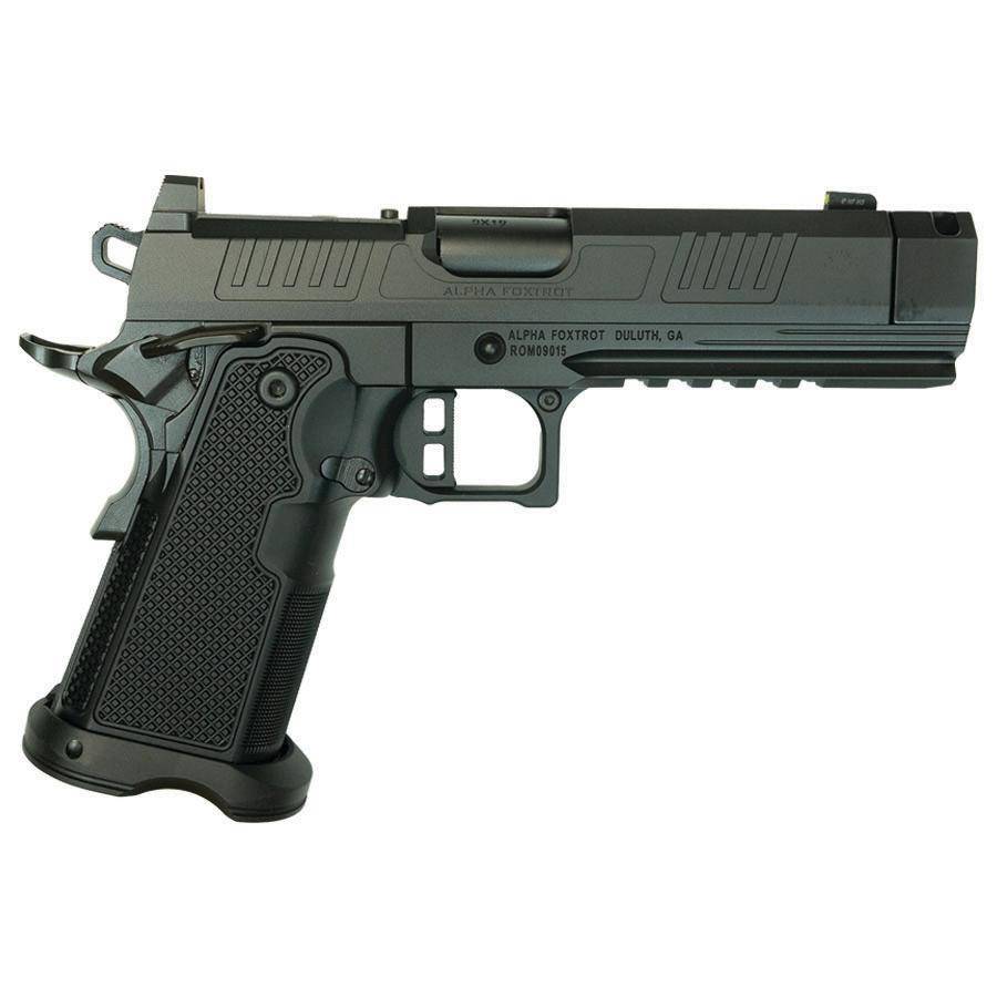 Alpha Foxtrot AF1911-Romulus MOS Adapter Handgun 9mm Luger 17(1) & 20rd(1) Magazines 4.25" Comp Threaded Barrel DLC Black