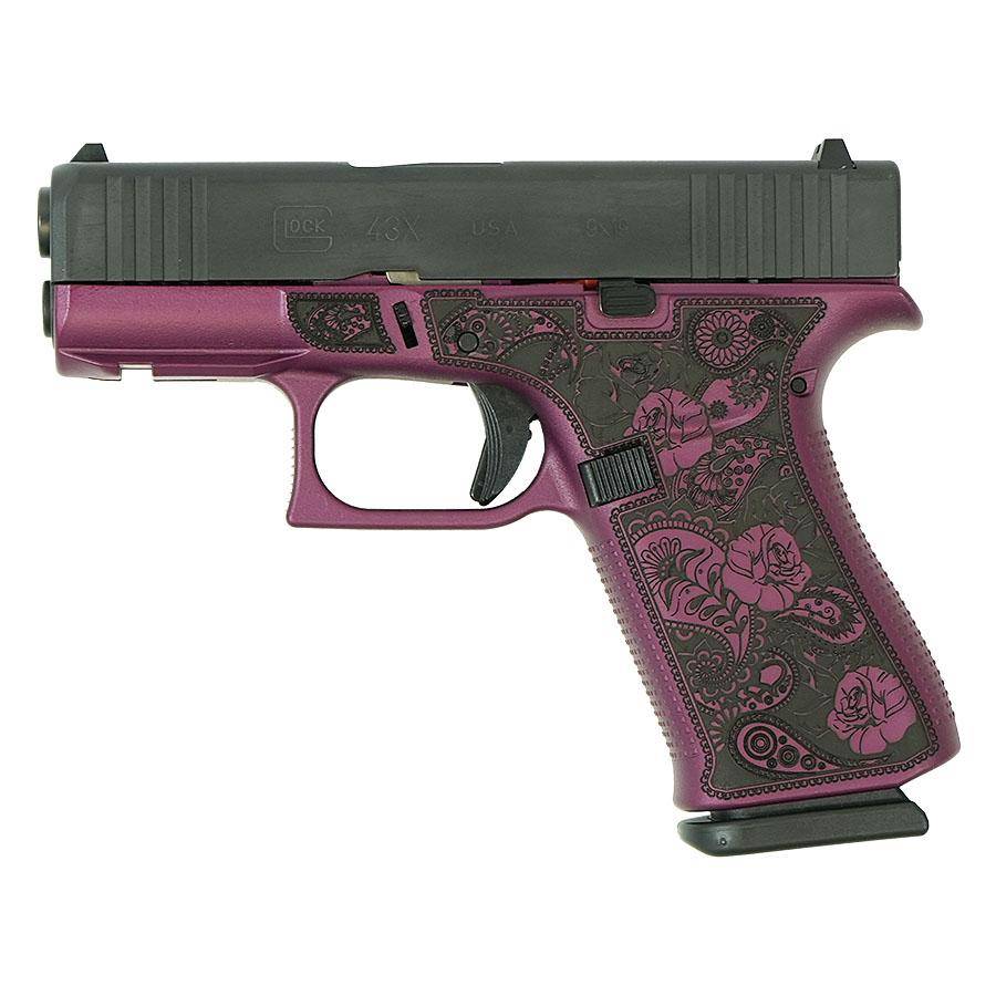 Glock 43X "Paisley Grip" Black Cherry Handgun 9mm Luger 10rd Magazines(2) 3.4" Barrel Accessory Rail USA Made - Image 4