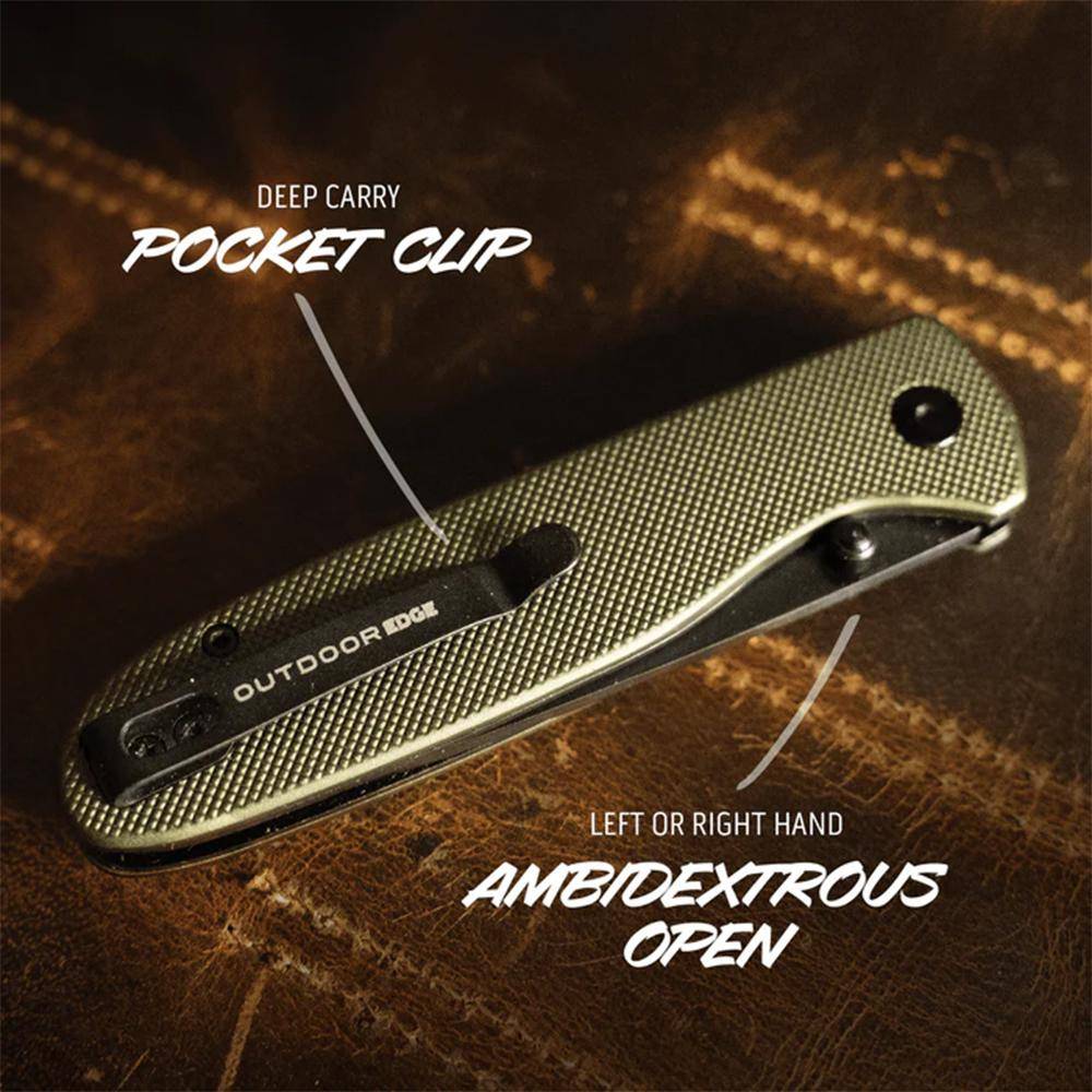 Outdoor Edge Dirk Folding Knife 3-1/4" Drop Point Blade Green - Image 3