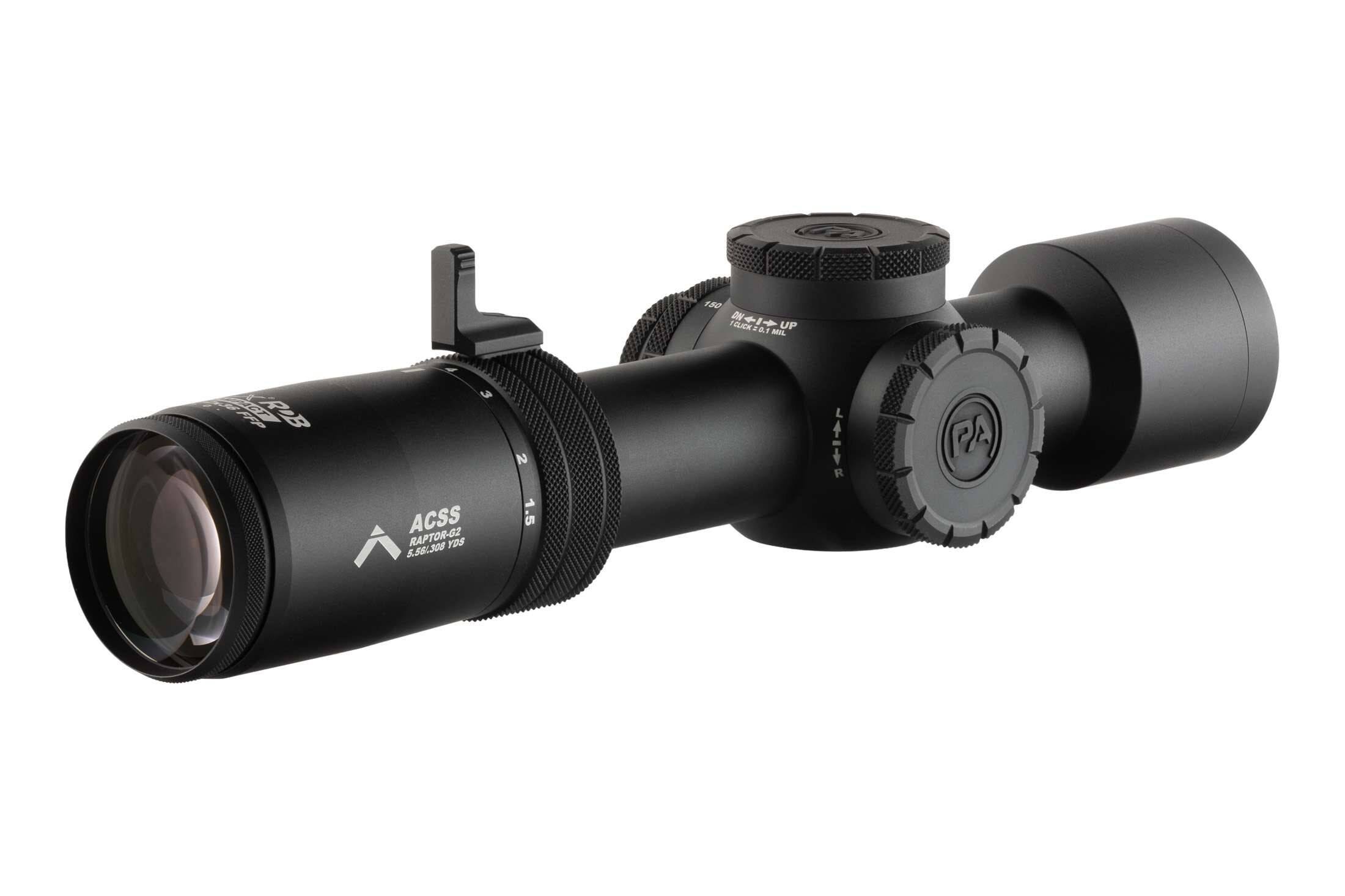 Primary Arms Compact PLxC 1.5-12X36mm FFP RDB Rifle Scope - Illuminated ACSS Raptor Yard 5.56 / .308 Reticle - Gen II - Image 3