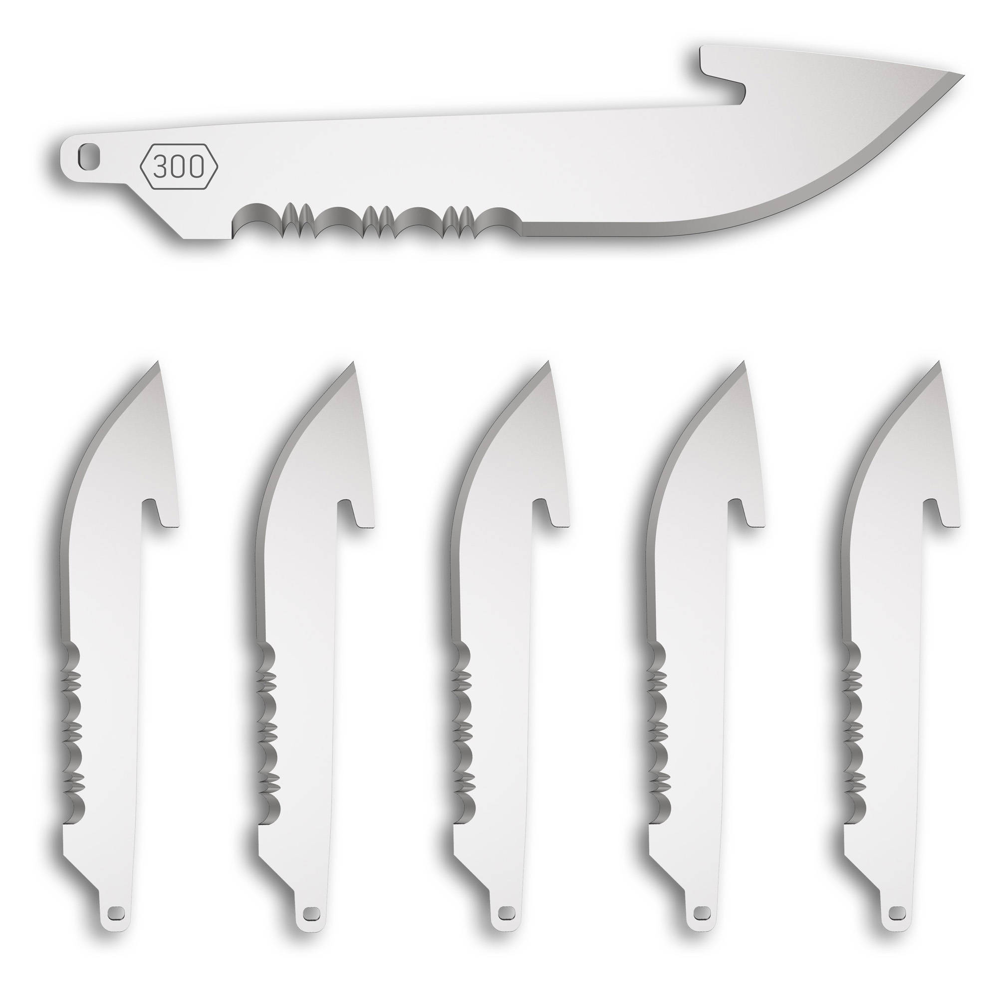 Outdoor Edge 3" Drop Point Blade Pack Half Serration Stainless 6/ct - Image 4